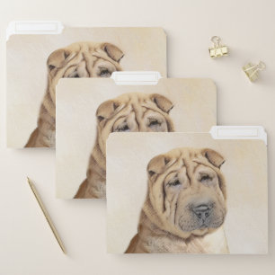 Shar Pei Painting - Cute Original Dog Art File Folder