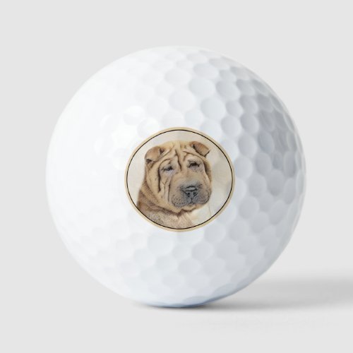 Shar Pei Painting _ Cute Original Dog Art Golf Balls