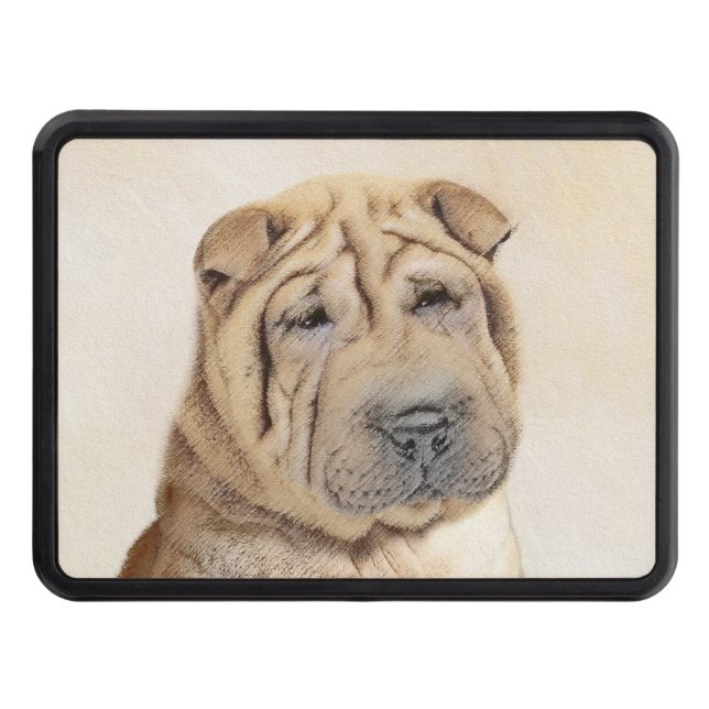 Shar Pei Painting - Cute Original Dog Art Hitch Cover (Front)