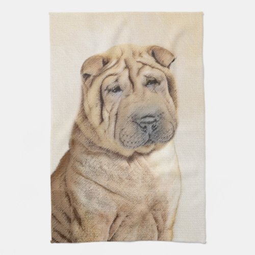 Shar Pei Painting _ Cute Original Dog Art Kitchen Towel
