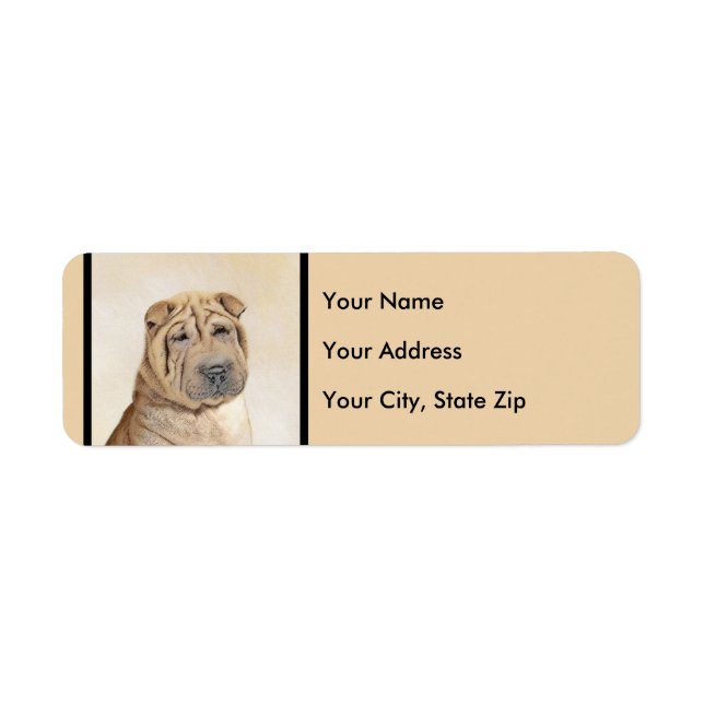 Shar Pei Painting - Cute Original Dog Art Label (Front)