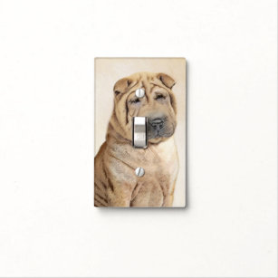 Shar Pei Painting - Cute Original Dog Art Light Switch Cover