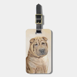 Shar Pei Painting - Cute Original Dog Art Luggage Tag