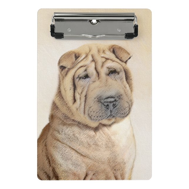 Shar Pei Painting - Cute Original Dog Art Mini Clipboard (Front)