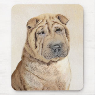 Shar Pei Painting - Cute Original Dog Art Mouse Pad