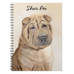 Shar Pei Painting - Cute Original Dog Art Notebook