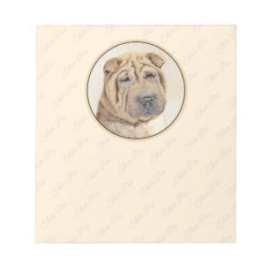 Shar Pei Painting - Cute Original Dog Art Notepad