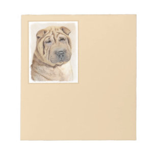 Shar Pei Painting - Cute Original Dog Art Notepad