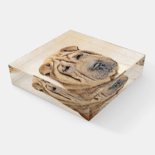 Shar Pei Painting - Cute Original Dog Art Paperweight