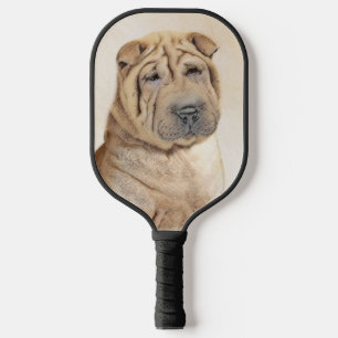 Shar Pei Painting - Cute Original Dog Art Pickleball Paddle