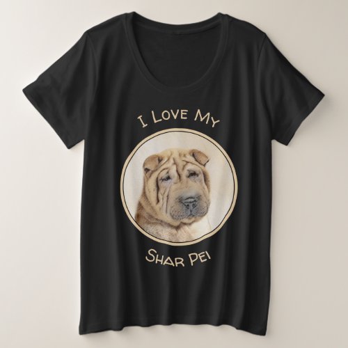 Shar Pei Painting _ Cute Original Dog Art Plus Size T_Shirt