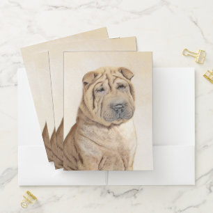 Shar Pei Painting - Cute Original Dog Art Pocket Folder