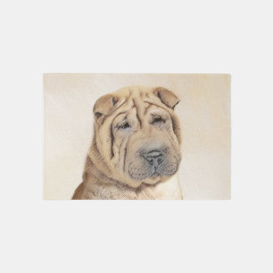 Shar Pei Painting - Cute Original Dog Art Rug