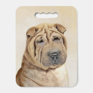 Shar Pei Painting - Cute Original Dog Art Seat Cushion