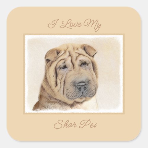 Shar Pei Painting _ Cute Original Dog Art Square S Square Sticker