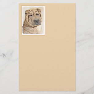 Shar Pei Painting - Cute Original Dog Art Stationery