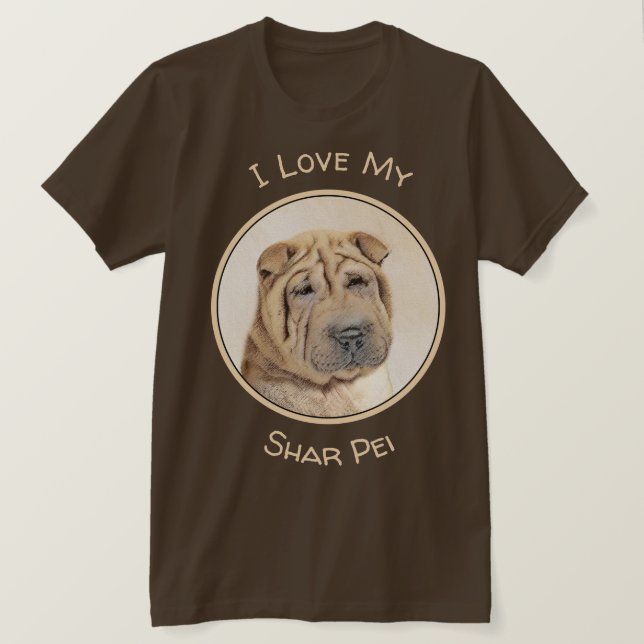 Shar Pei Painting - Cute Original Dog Art T-Shirt (Design Front)