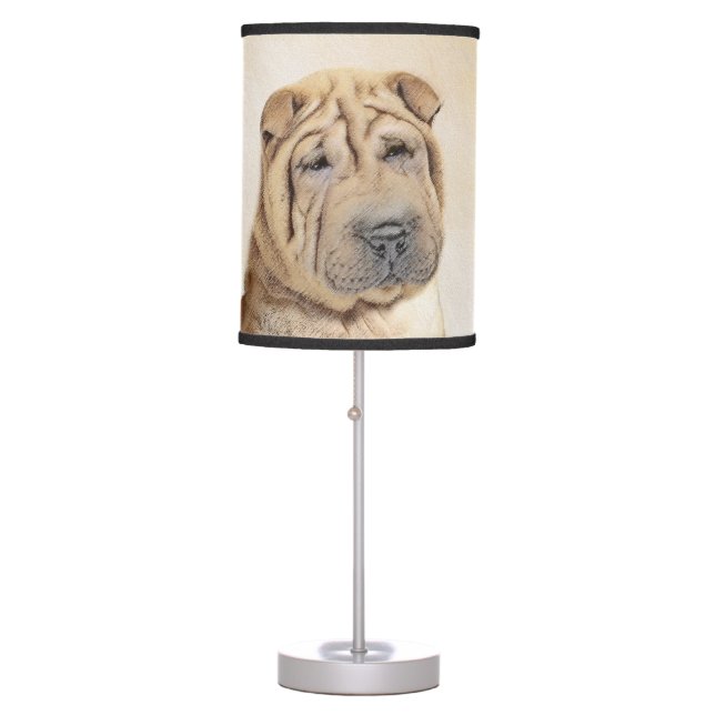 Shar Pei Painting - Cute Original Dog Art Table Lamp (Front)