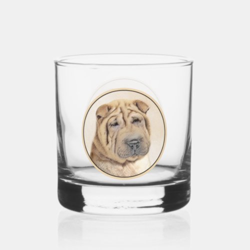 Shar Pei Painting _ Cute Original Dog Art Whiskey Glass