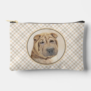 Shar Pei Painting Fawn Wrinkle Original Dog Art Accessory Pouch