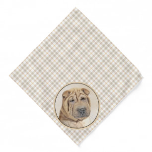 Shar Pei Painting Fawn Wrinkle Original Dog Art Bandana