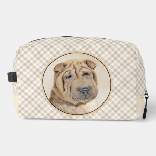 Shar Pei Painting Fawn Wrinkle Original Dog Art Dopp Kit