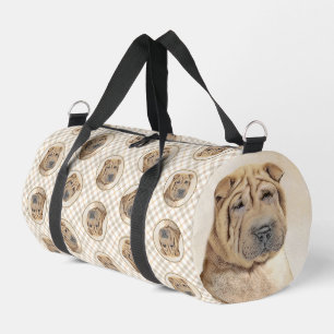 Shar Pei Painting Fawn Wrinkle Original Dog Art Duffle Bag