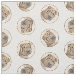 Shar Pei Painting Fawn Wrinkle Original Dog Art Fabric