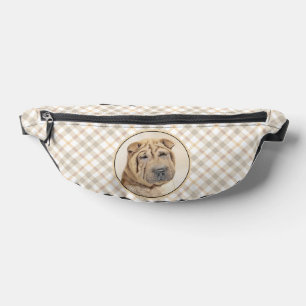 Shar Pei Painting Fawn Wrinkle Original Dog Art Fanny Pack