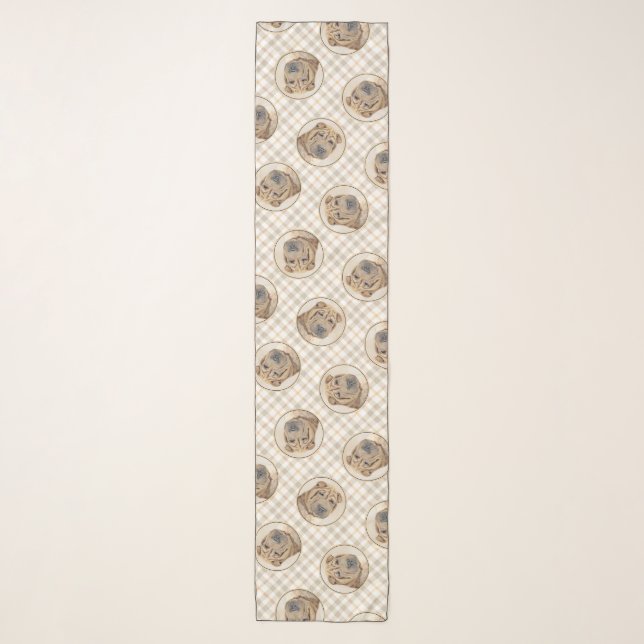 Shar Pei Painting Fawn Wrinkle Original Dog Art Scarf (Front)