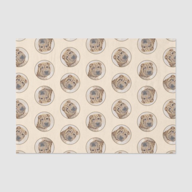 Shar Pei Painting Fawn Wrinkle Original Dog Art Tissue Paper (Front)