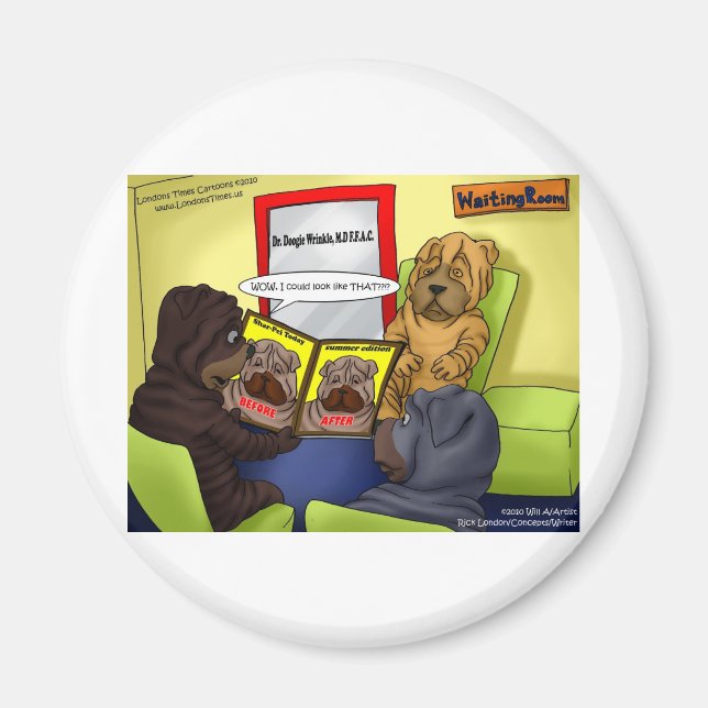 Shar-Pei Plastic Surgery Funny Tees Mugs & Gifts Magnet (Front)