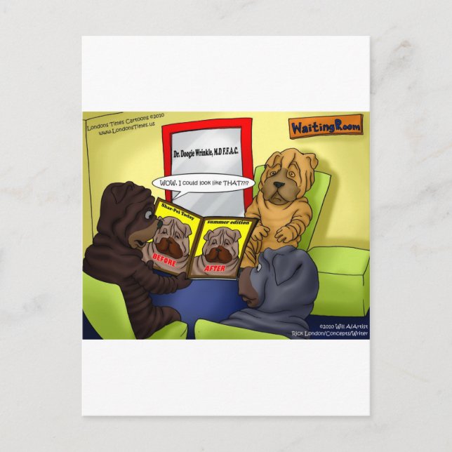 Shar-Pei Plastic Surgery Funny Tees Mugs & Gifts Postcard (Front)