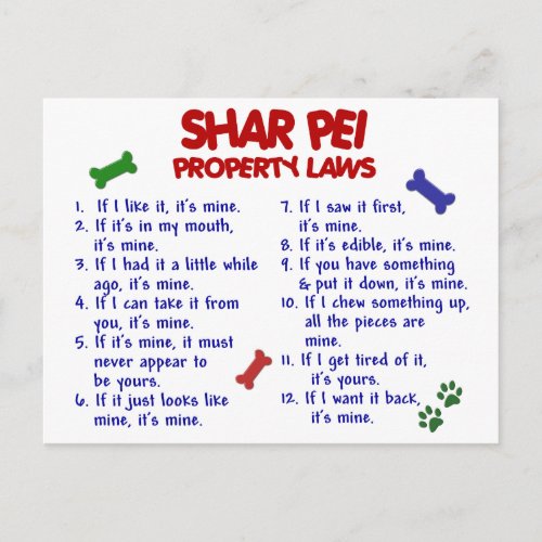 SHAR PEI Property Laws 2 Postcard