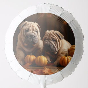Shar Pei Puppy Autumn Delight Pumpkin Balloon