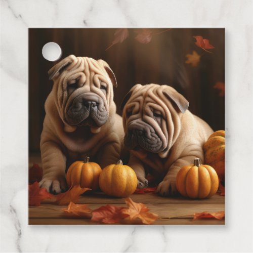 Shar Pei Puppy Autumn Delight Pumpkin Favor Tags