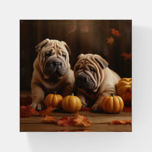 Shar Pei Puppy Autumn Delight Pumpkin Paperweight