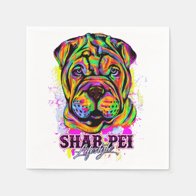 Shar Pei Puppy Dog Lifestyle Napkins (Front)