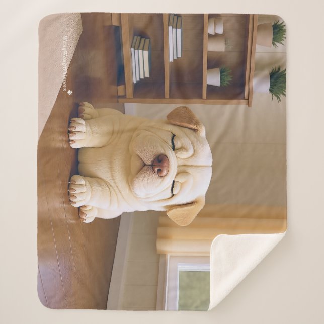 Shar Pei Puppy - Soft Serenity by WangWang Sherpa Blanket (Front)