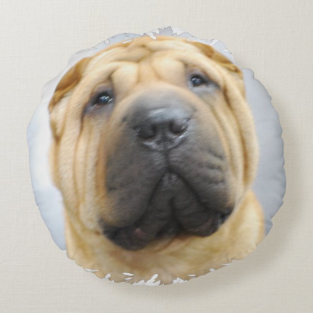 Shar Pei Round Pillow (Back)