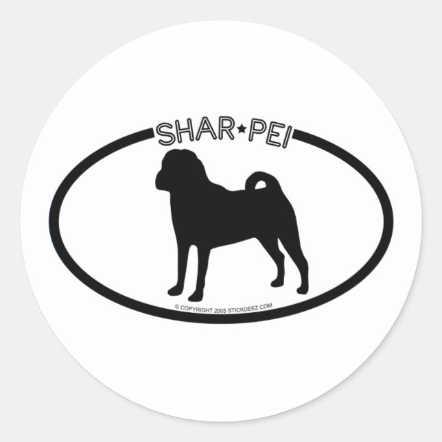 Shar Pei Silhouette Black Sticker (Front)