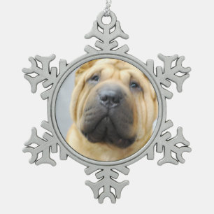 Shar Pei Snowflake Pewter Christmas Ornament