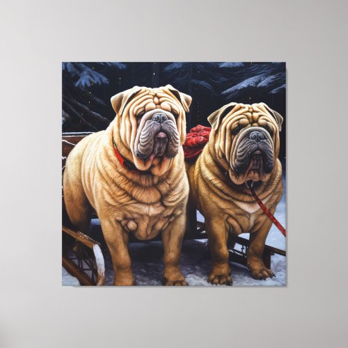 Shar Pei Snowy Sleigh Christmas Decor