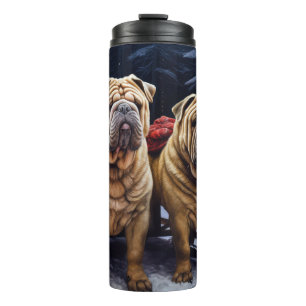 Shar Pei Snowy Sleigh Christmas Decor Thermal Tumbler