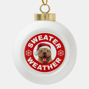 Shar-Pei Sweater Weather Ceramic Ball Christmas Ornament