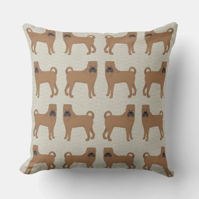 Shar Pei Throw Pillow (Front)