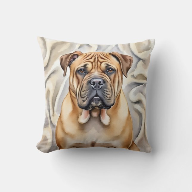 Shar Pei Watercolor Fold Texture Art Throw Pillow (Front)