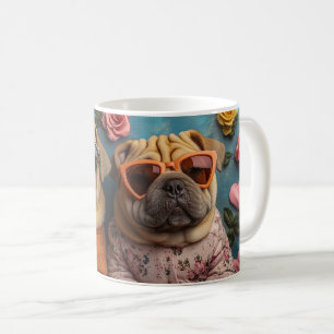 Shar Pei with Heart Roses Valentine's Day Coffee Mug