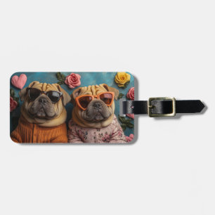 Shar Pei with Heart Roses Valentine's Day Luggage Tag