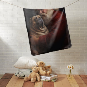 Shar Pei With Santa Claus Festive Christmas  Baby Blanket